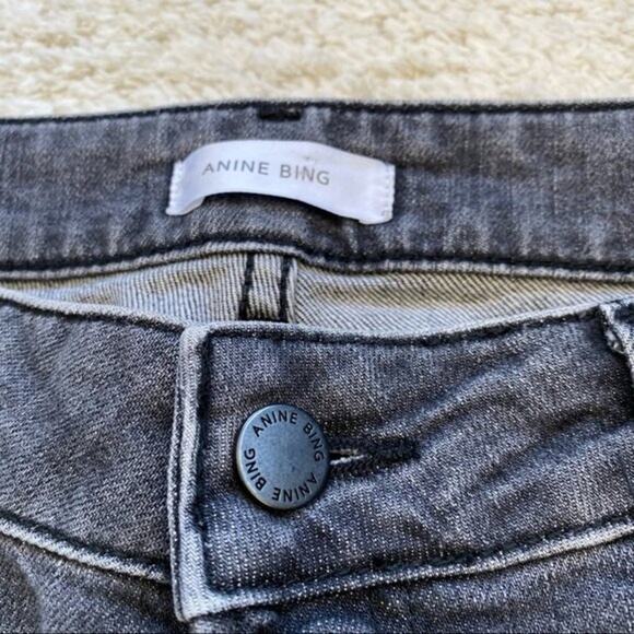 Anine Bing Kara Charcoal Ripped Knee Distressed Ankle Skinny Jeans Size 28 - Picture 6 of 14